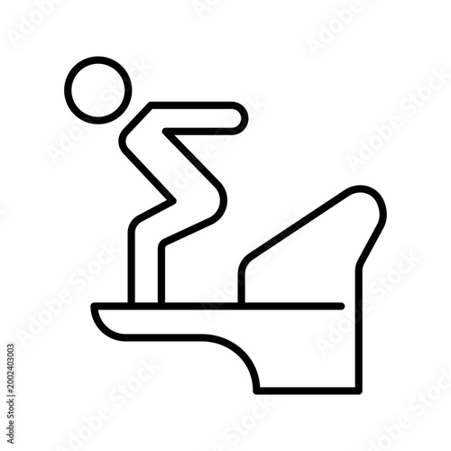 Swimming start icon. Sports and competitive swimming line symbol. Black and white.
