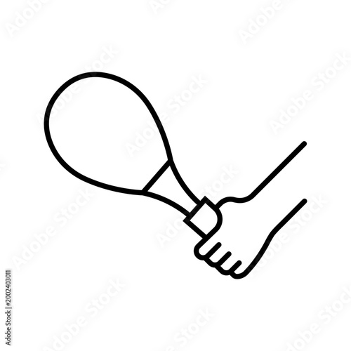 Tennis racket icon. Sports and tennis line symbol. Black and white.