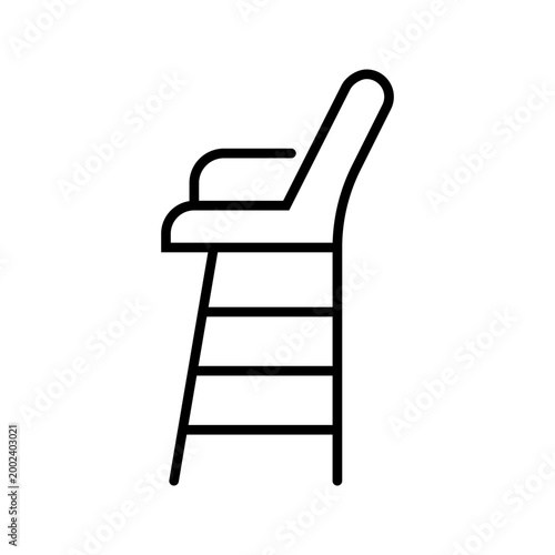 Tennis umpire chair icon. Sports and tennis equipment line symbol. Black and white.