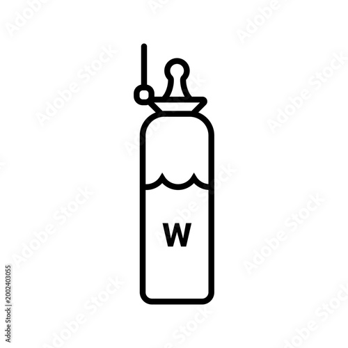 Water bottle icon. Lifestyle and camping gear line symbol. Black and white.