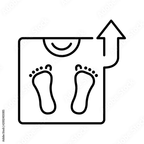 Weight gain icon. Healthcare and weight management line symbol. Black and white.