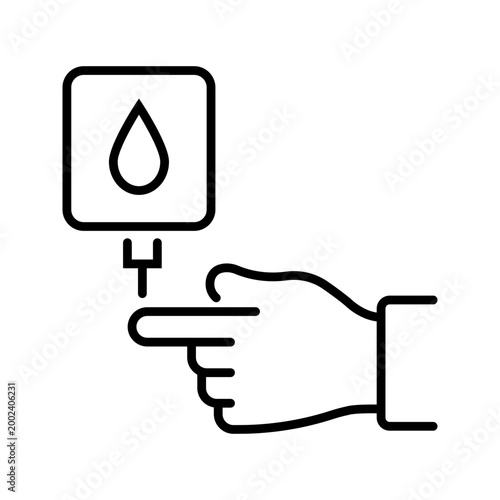 Blood glucose meter icon. Healthcare and diabetes line symbol. Black and white.