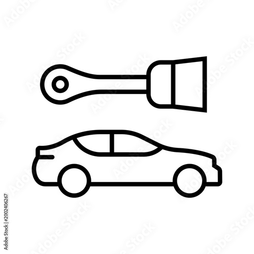 Car transmission icon. Industry and automotive line symbol. Black and white.
