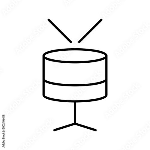 Drum stick icon. Entertainment and percussion line symbol. Black and white.