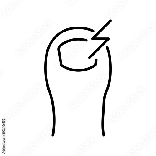 Finger fracture icon. Healthcare and traumatology line symbol. Black and white.
