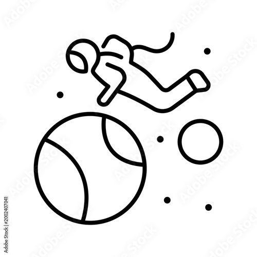 Zero gravity icon. Science and spaceflight line symbol. Black and white.