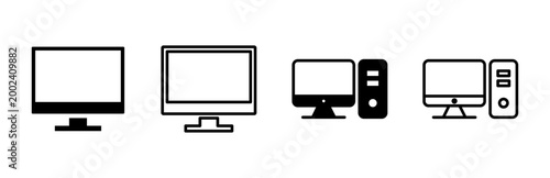 Computer icon set. computer monitor icon vector.