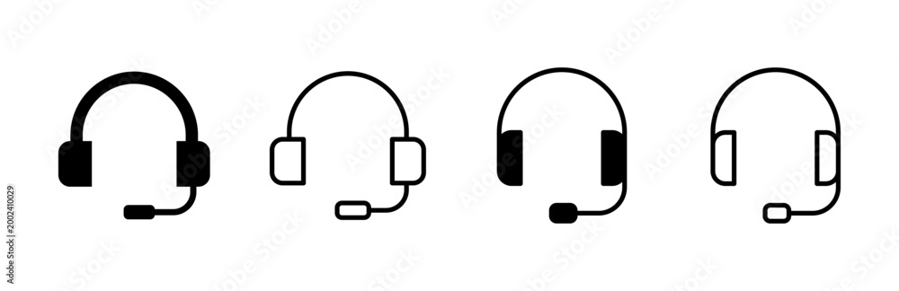 Obraz premium Headphone icon set. Headvector icon symbols