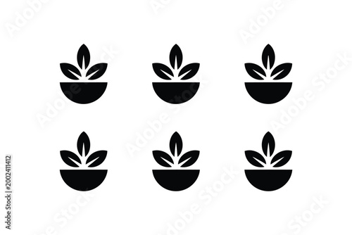 Plants in pots represent a sustainable lifestyle with clean minimal flat design.