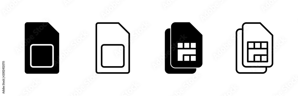 Fotografie Sim card icon set. dual sim card icon vector
