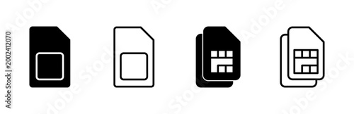 Fotografie Sim card icon set. dual sim card icon vector