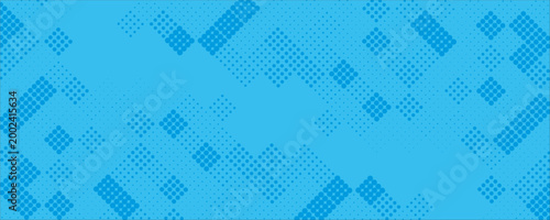 Blue retro comic pop art background with halftone dots design, vector illustration template