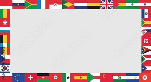 International Flags Border Frame with Copy Space for Global Communication and Unity