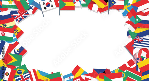 International Flags Border Frame - Global Communication and Diversity Concept