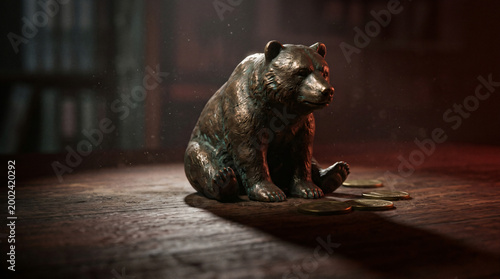 Bronze Bear Sculpture - Sitting Animal Art Statue.