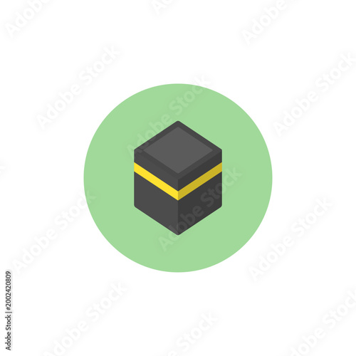 Kaaba mosque icon. Mecca hajj symbol. Islamic pilgrimage worship sign