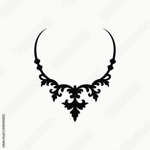 ornate necklace silhouette on a white background