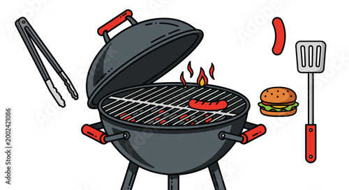 Bild auf Leinwand Grill with sizzling hot food inside.