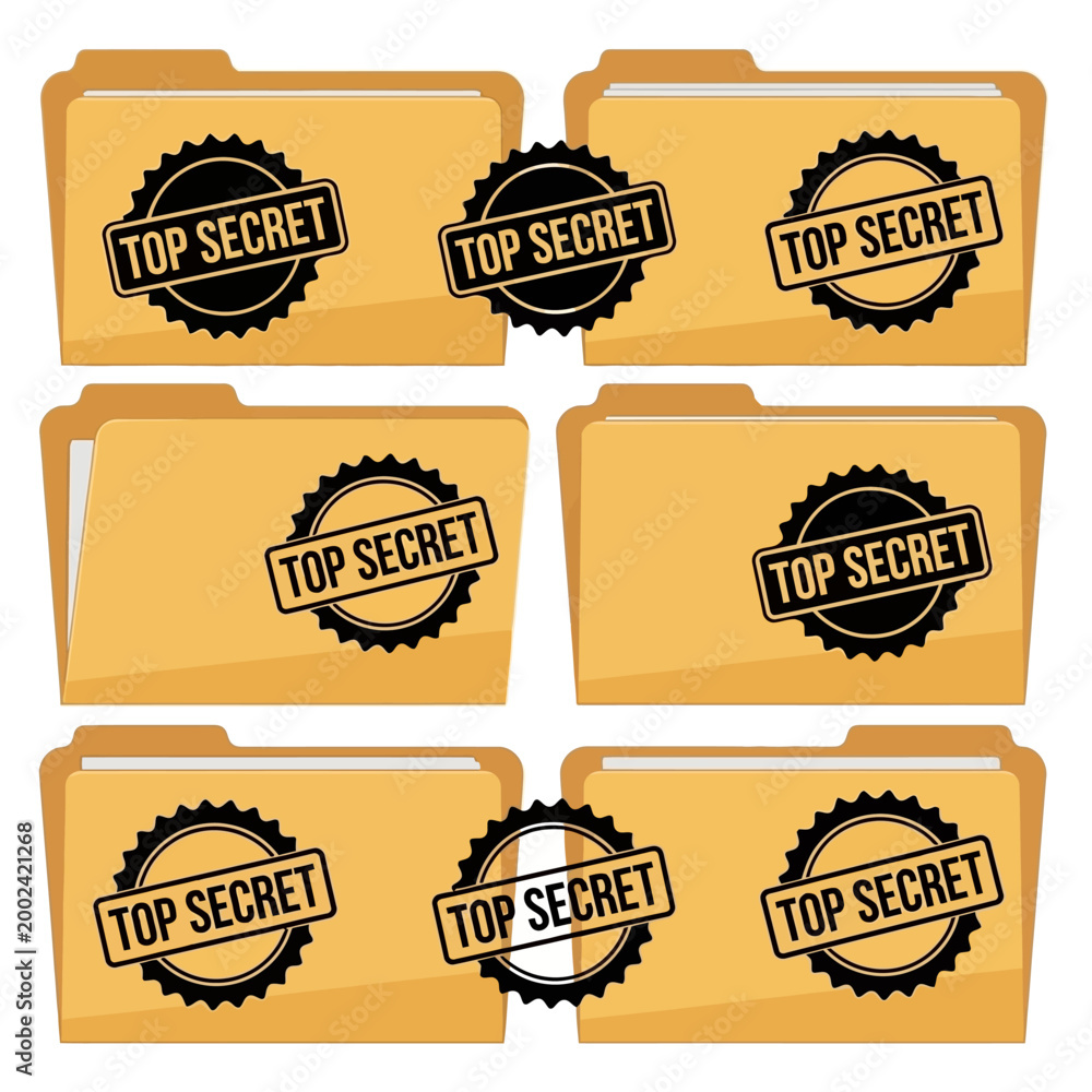 Obraz premium Top Secret Folders Collection: Confidential Information Security, Classified Documents