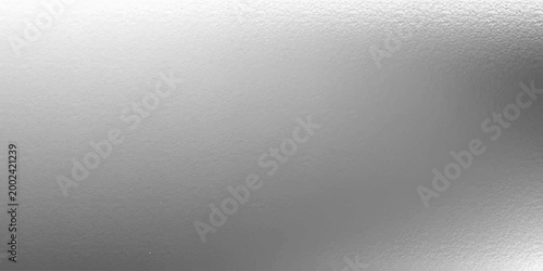 Silver foil background with grainy texture. Frost glass, chrome rough metal, effect foil paper, glitter glossy surface. Gray hologram gradient noise bg. Vector realistic illustration