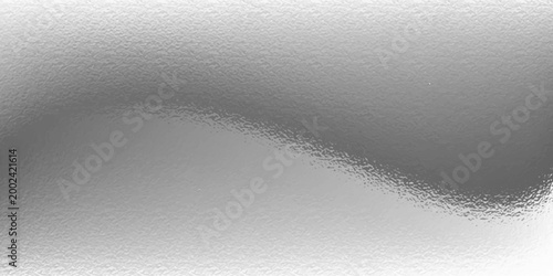 Silver foil background with grainy texture. Frost glass, chrome rough metal, effect foil paper, glitter glossy surface. Gray hologram gradient noise bg. Vector realistic illustration