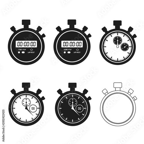 Stopwatch Collection Icons - Time Measurement, Chronometer, Timer, Stopwatch