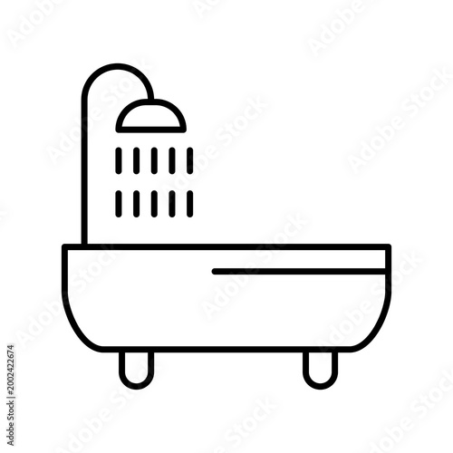 Bathroom Bathtub Icon.Bathroom Tub Outline Icon.Bathtub Relaxation Icon..eps