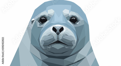 Foto Geometric Seal Portrait, Low Poly Animal Art, Modern Wildlife Illustration