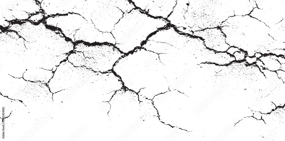 Obraz premium Abstract background of grunge white, black damaged rusty crack and scratch wall texture design. distressed grunge concrete wall texture White grunge texture background with dark grey distressed cracks