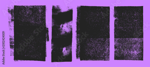 Cuadro en lienzo Rustic ink roller stamp texture set on purple background