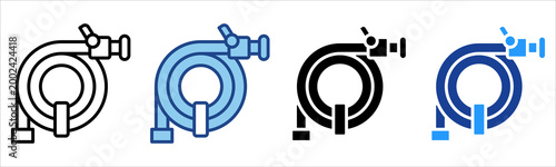Fire Hose Icon Multiple Style Vector Collection 