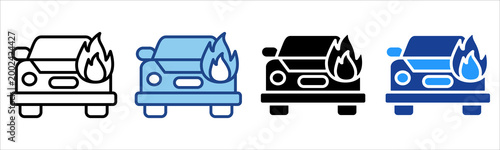 Car Accident Icon Multiple Style Vector Collection 