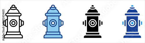 Fire Hydrant Icon Multiple Style Vector Collection 