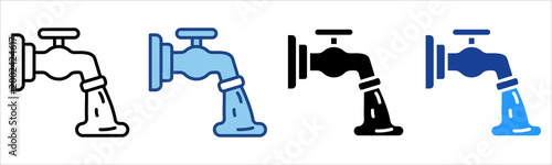 Faucet Icon Multiple Style Vector Collection 