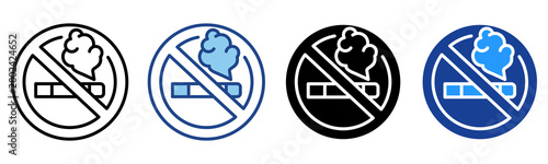 No Smoking Icon Multiple Style Vector Collection 
