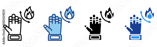 Fireproof Gloves Icon Multiple Style Vector Collection 