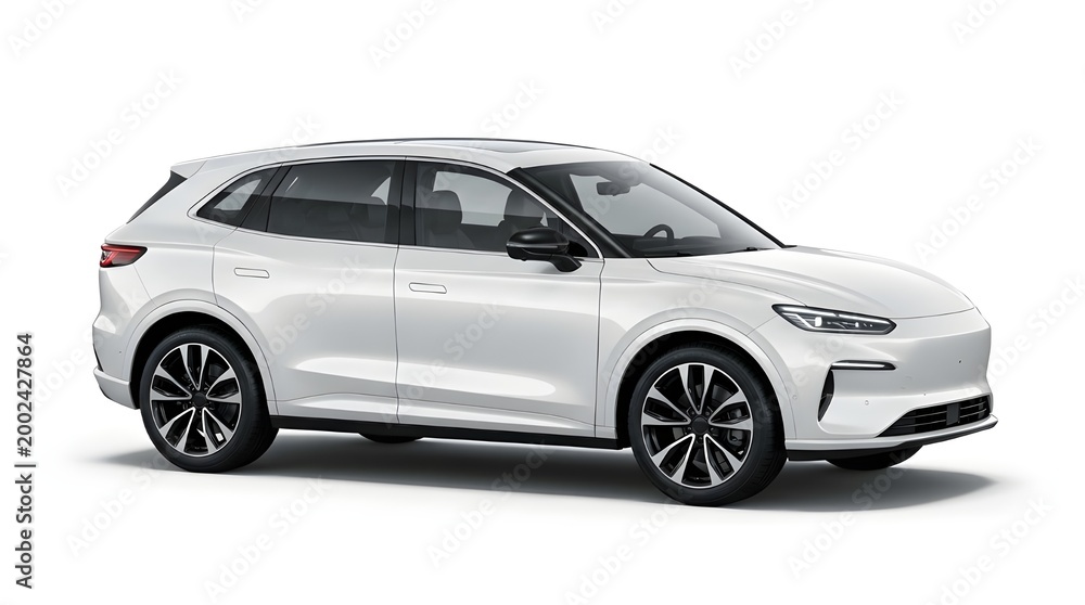 Fototapeta premium White Electric SUV Crossover Side View isolated