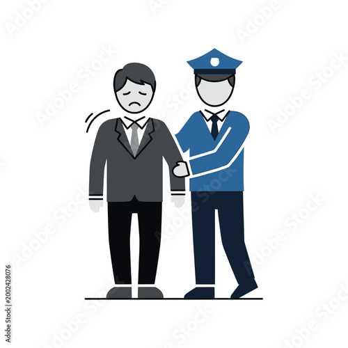 Arrest Icon of a Businessman Being Arrested by a Police Officer