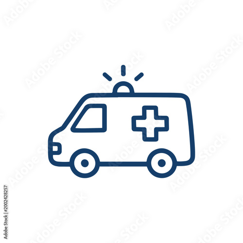 Emergency ambulance medical transport vehicle icon vector