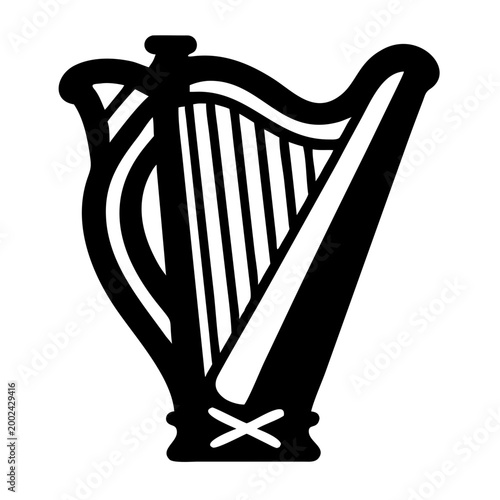 harp silhouette icon illustration for classical music instrument melody sound and elegant design