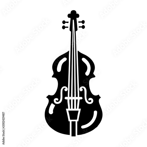 cello silhouette icon illustration for music instrument classical orchestral performance and sound design