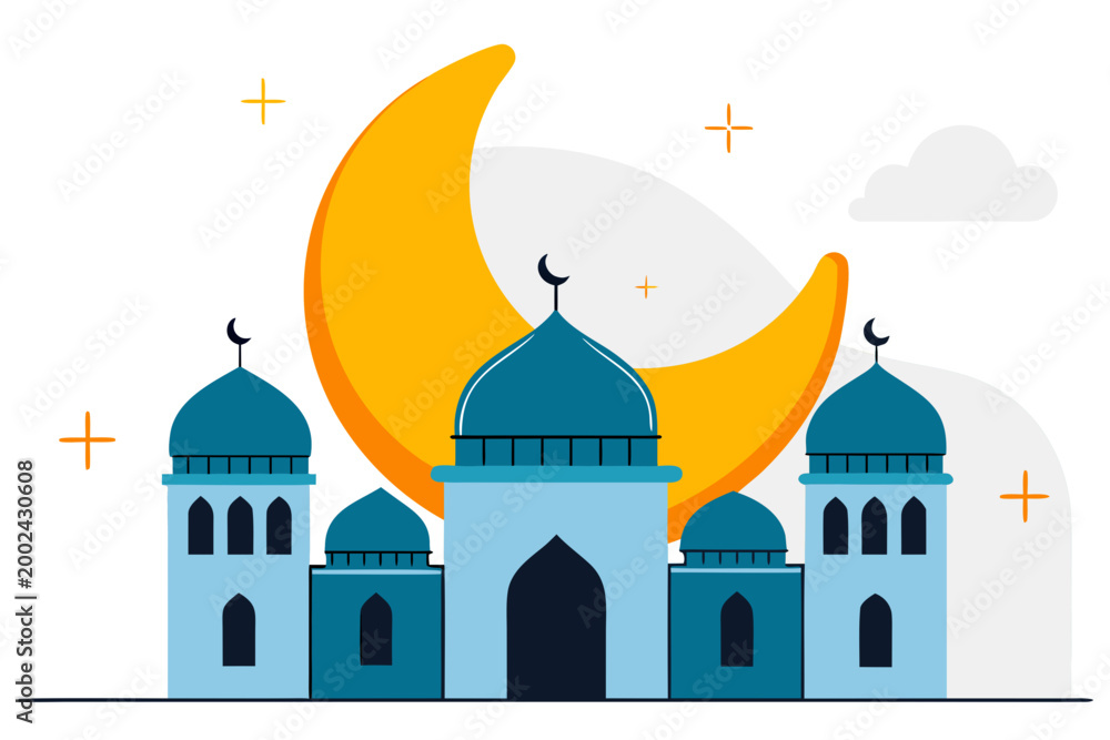 Fototapeta premium vector illustration greeting cardfor Eid al-Fitr on white background