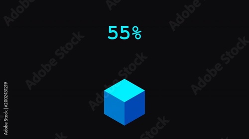 55% loading 8 bit retro 4k video game progress bar animation, digital cube animation