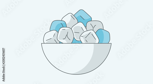 Refreshing ice cubes in a white bowl, cool drink concept
