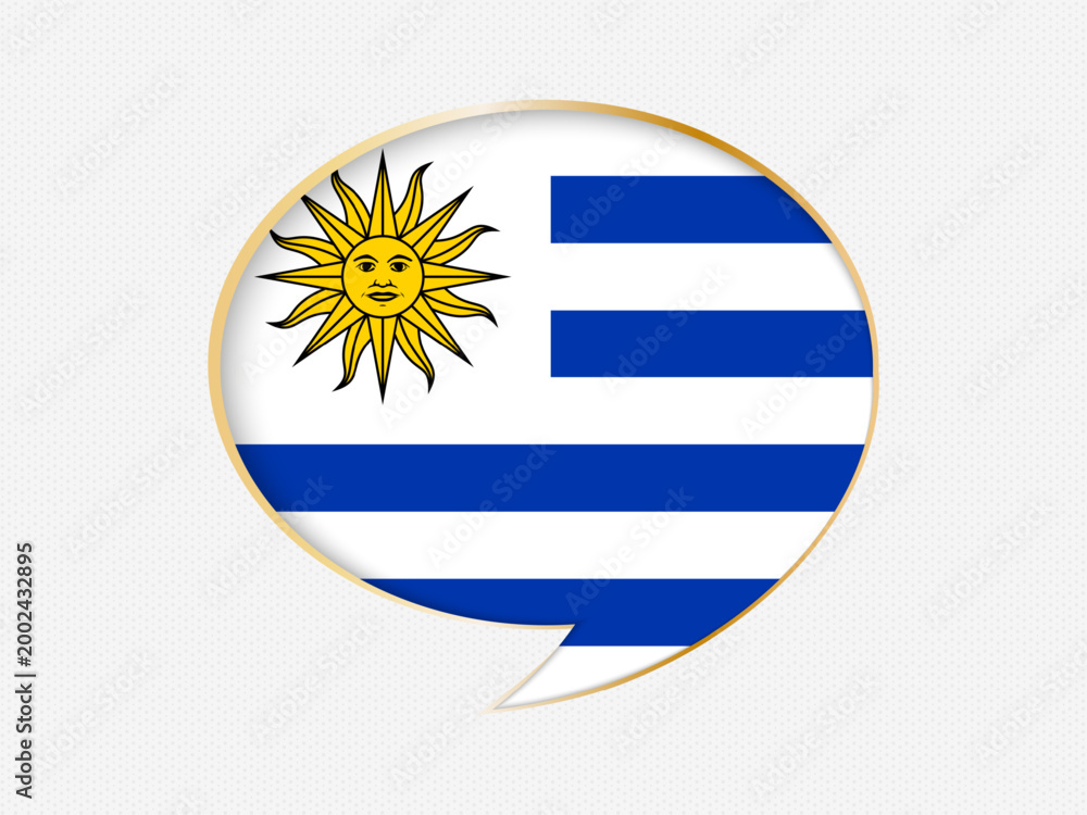 Obraz premium Uruguay in a Speech Bubble Design on Golden Frame.