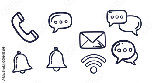 Φωτογραφία Set of Hand Drawn Communication Icons and Symbols.