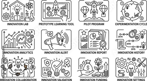 Innovation icons for business concepts.