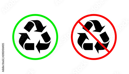 Foto vector symbol sets are recyclable and non-recyclable