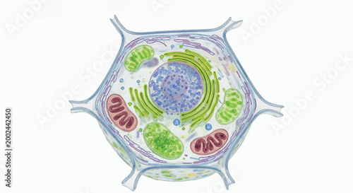 Detailed illustration of a plant cell structure with cross section illustration microscope organelle chloroplast mitochondria cytoplasm