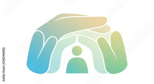 Graphic vector illustration for World Red Cross Day featuring abstract hands providing humanitarian aid and emergency help, designed with a clean, minimalist style against a white